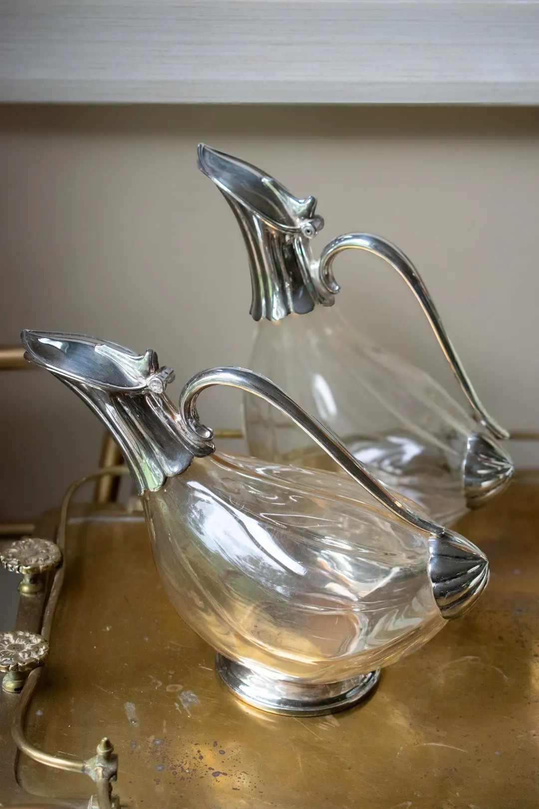 1970s Vintage Silver Plated Glass Duck Decanter - Etsy | Etsy (US)