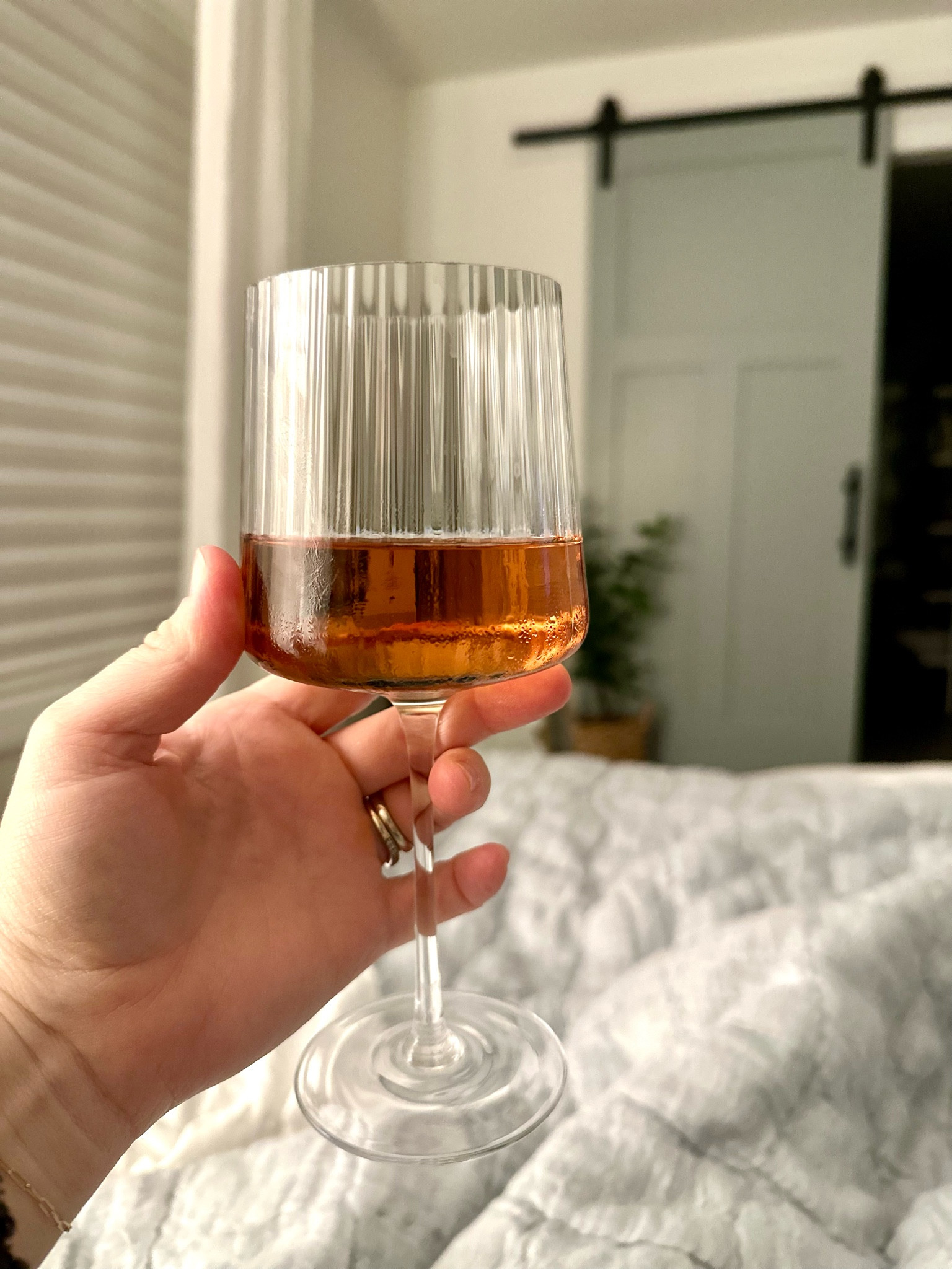Rosé in bed. Don’t mind if I do. Fluted white wine glasses 

#LTKhome