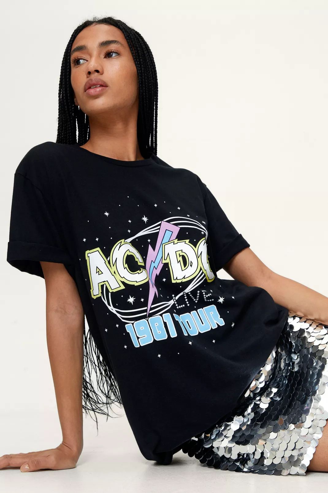 ACDC Washed Overdyed Graphic T-Shirt | NastyGal (UK, IE)
