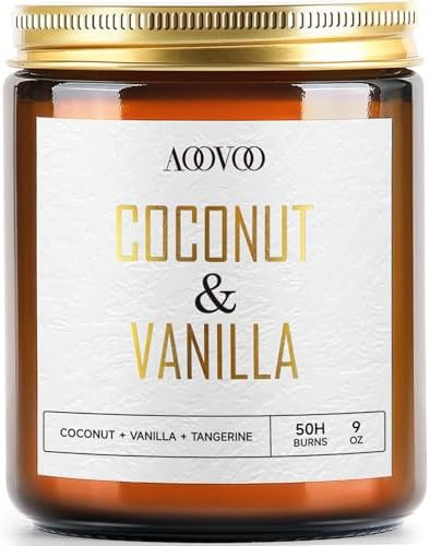 AOOVOO Coconut Vanilla Candles - 9 oz Scented Candles, Aromatherapy Candle, Soy Candle for Home S... | Amazon (US)