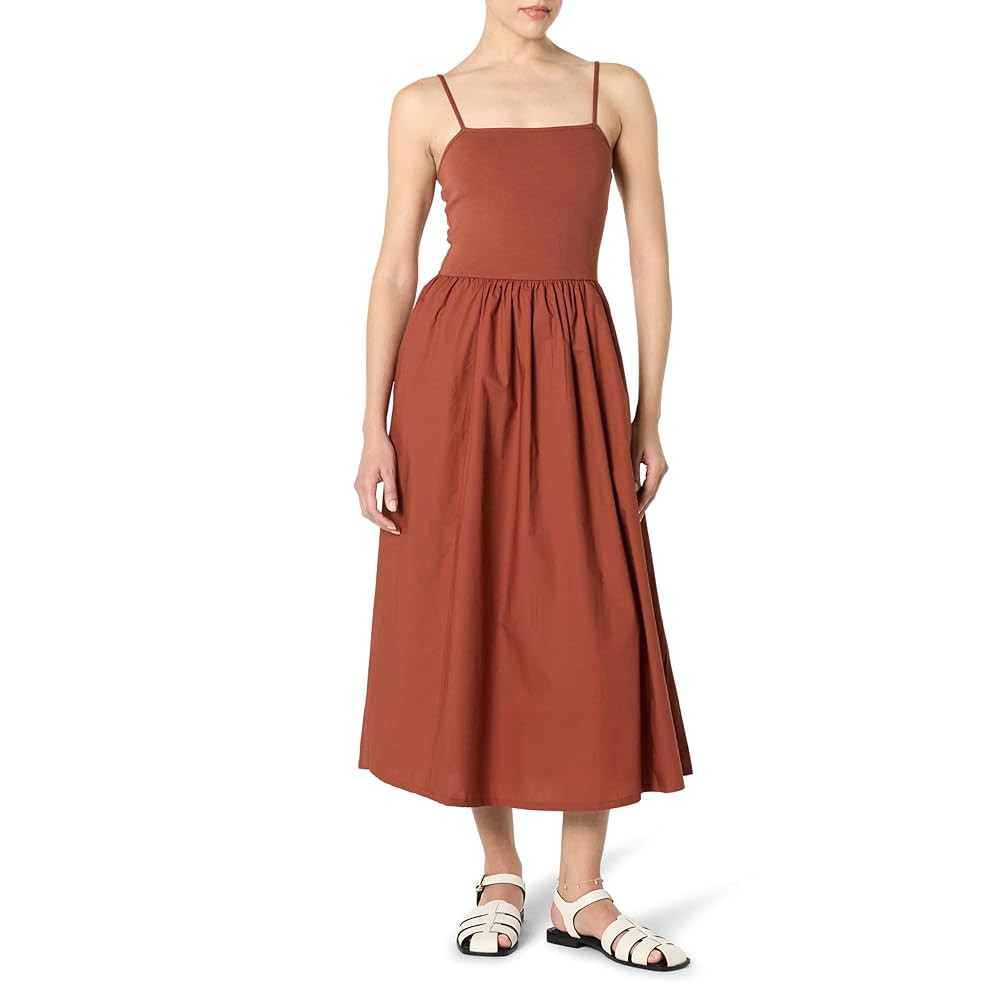 The Drop Women's Robyn Mixed Media Spaghetti Strap Midi Dress | Amazon (US)
