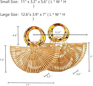 VAKAER Women Bamboo Purse Summer Beach Tote Bags Handmade Handbag with Inner bag | Amazon (US)