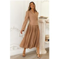 Sekani Mixed Media Dress Camel | Hello Molly (US)