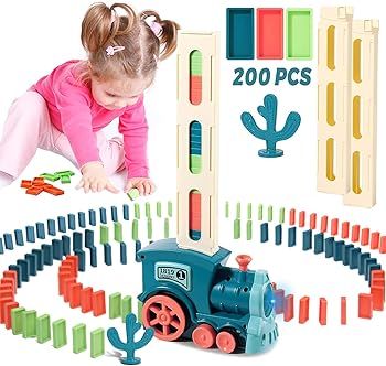 Domino Train - 200 PCS Automatic Domino Train Toy Set, Fun Domino Games for Kids, Automatic Block... | Amazon (US)