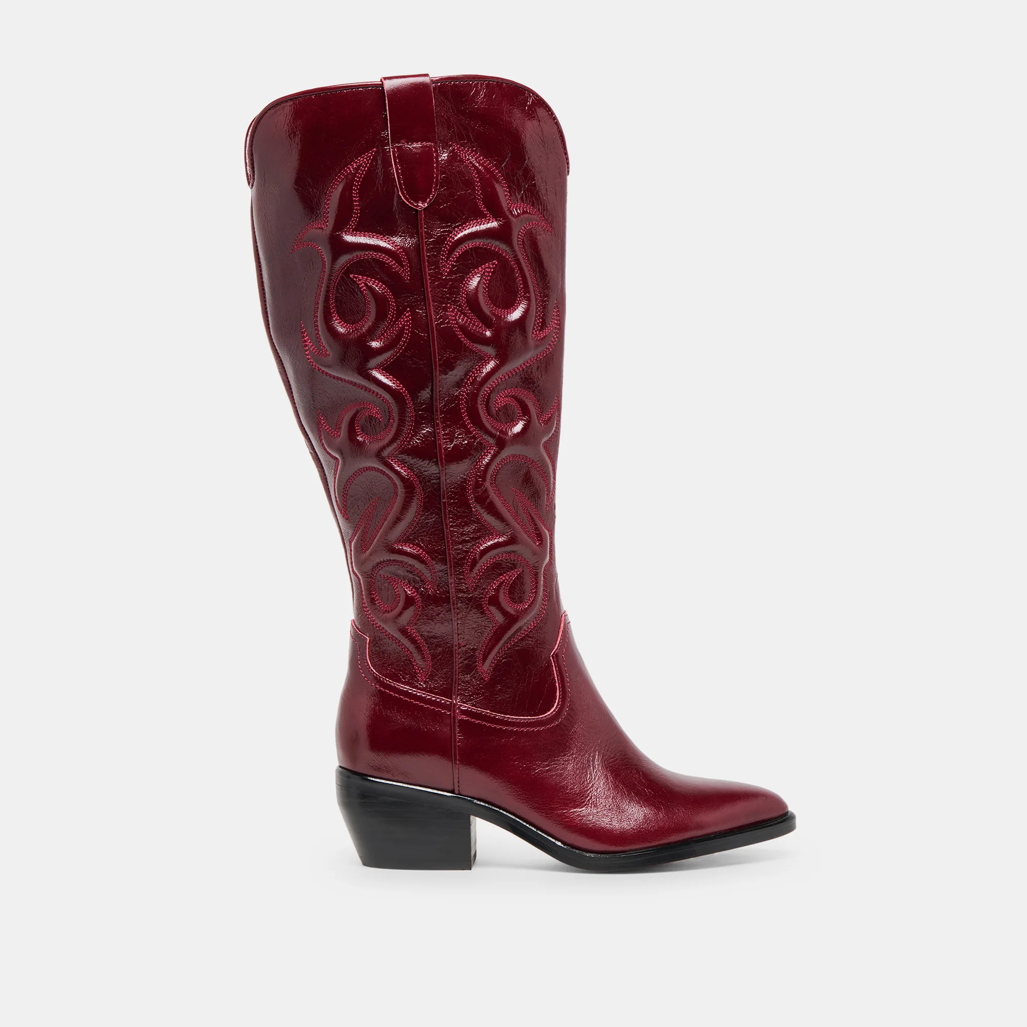 Mirla Wide Calf Boots Oxblood Leather | DolceVita.com