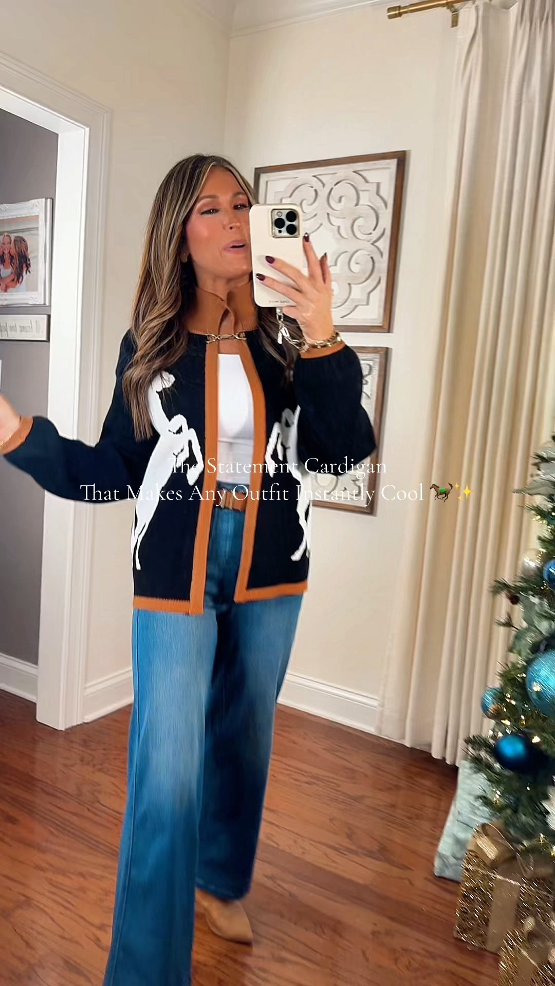 The Statement Cardigan That Makes Any Outfit Instantly Cool 🐎✨

If you’re tired of basic layers and want something that actually stands out, this retro horse knit cardigan is such a vibe. The bold horse design gives major statement energy, while the cozy knit and relaxed fit keep it totally wearable for everyday life.

It’s perfect for casual winter outfits, travel days, holiday events, or just elevating jeans and a tee. Unique but not over-the-top, cozy but still stylish — this is one of those pieces people always ask about.

A fun, fashion-forward layer for moms and teens who love standout style 🖤🤎

	•	Statement knit cardigan
	•	Retro horse sweater
	•	Cozy patterned cardigan


#LTKootd #LTKGiftGuide #LTKmomlife