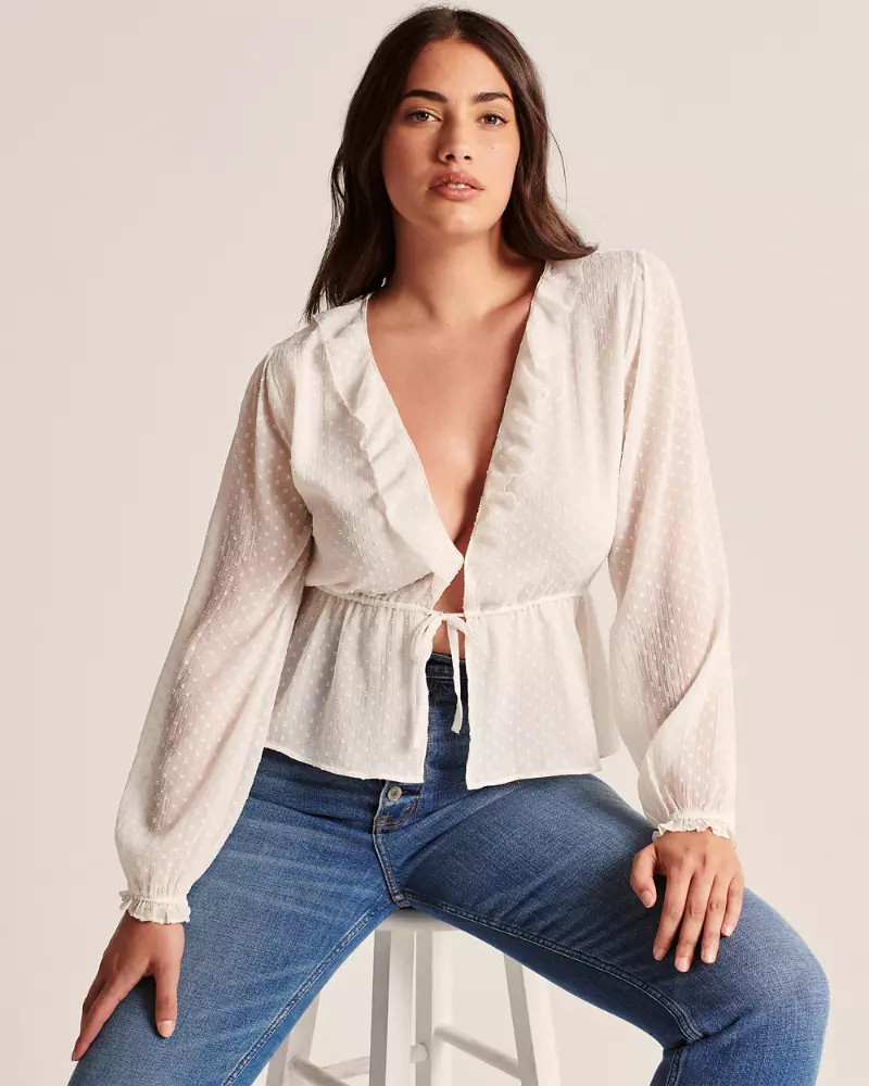 Tiny Tie Chiffon Blouse | Abercrombie & Fitch US & UK