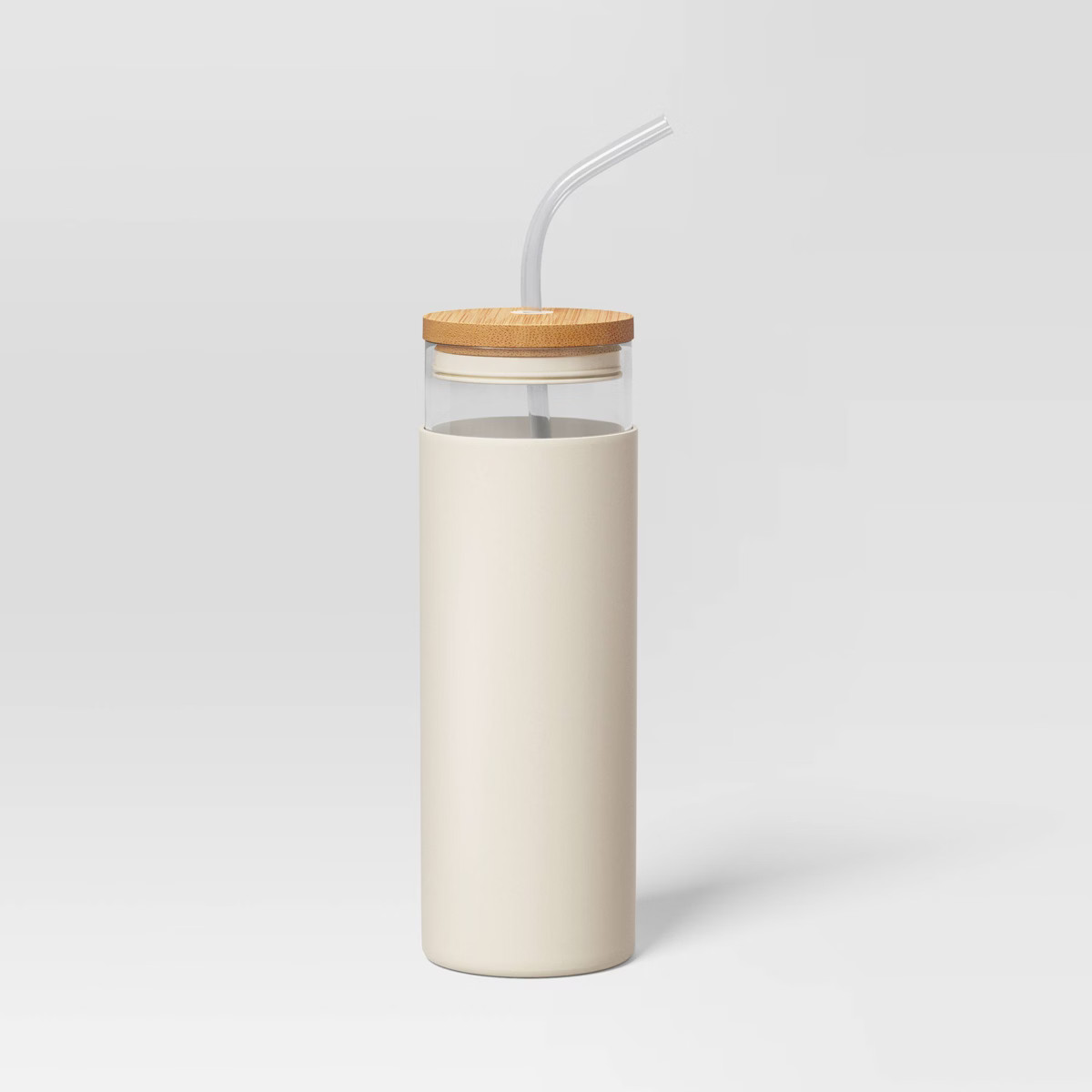 17oz Borosilicate Glass Tumbler with Bamboo Silicone Lid Silicone sleeve Tritan Straw - Threshold... | Target