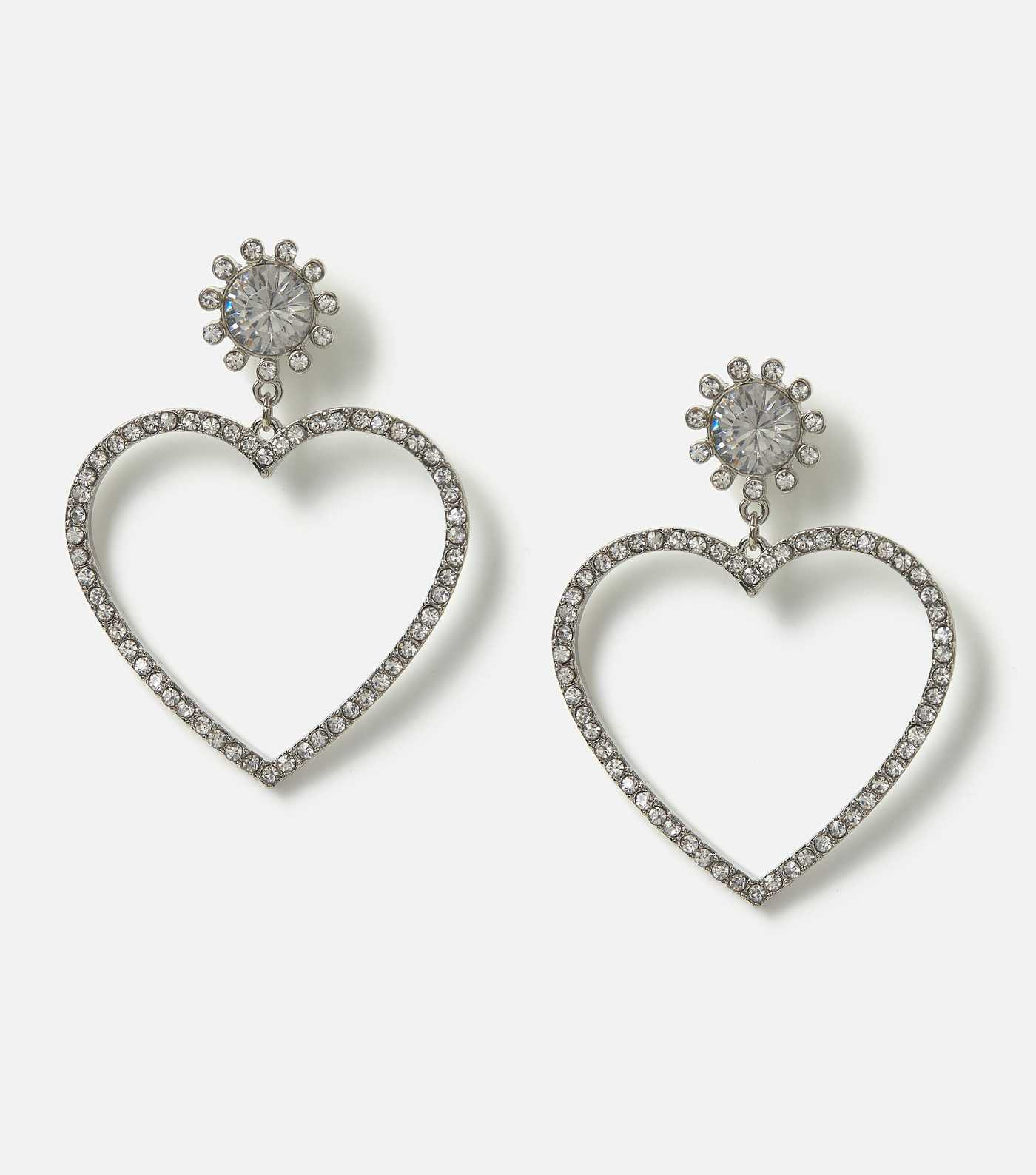 Freedom Silver Diamanté Heart Drop Earrings
						
						Add to Saved Items
						Remove from Sa... | New Look (UK)