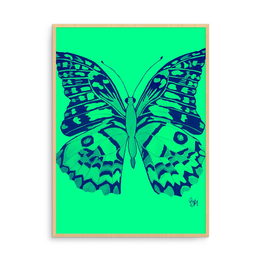 Emerald Pop Art Butterfly Print - Etsy | Etsy (US)