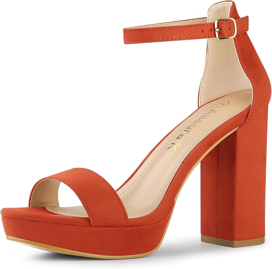 Allegra K Women's Ankle Strap Platform Chunky Heels Sandals | Amazon (US)