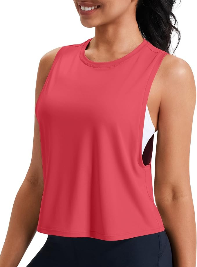 JOYSPELS Workout Tank Tops for Women, Ice Silk Quick Dry Athletic Crop Top, Loose Fit Running Yog... | Amazon (US)