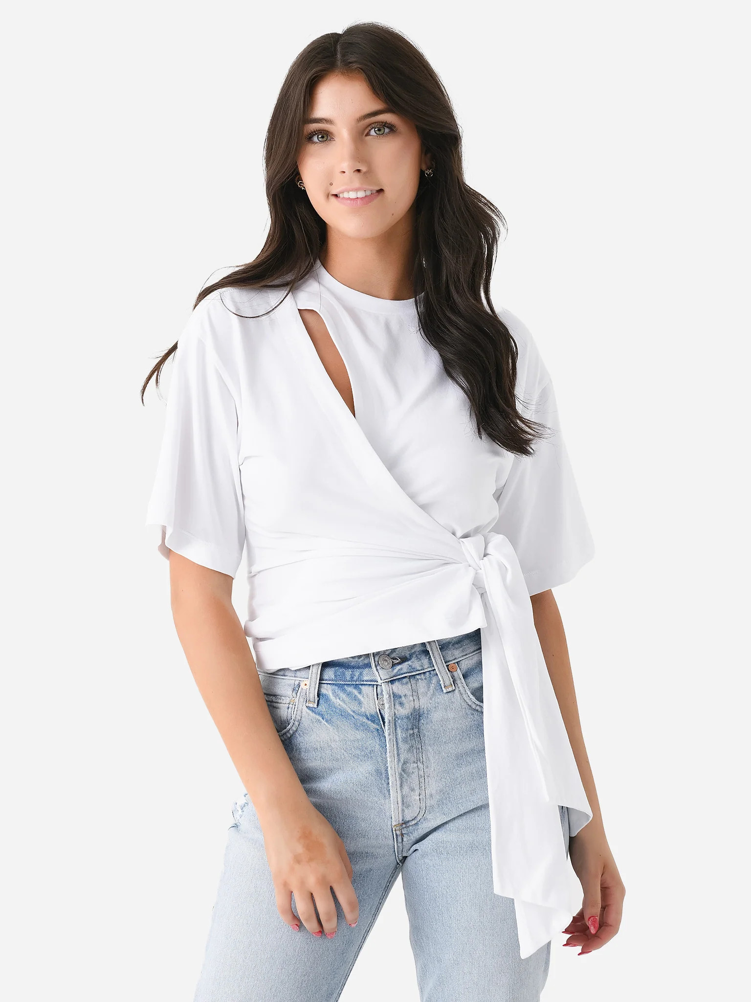 SIMKHAI
                      
                     Women's Joline Wrap Tie T-Shirt | Saint Bernard
