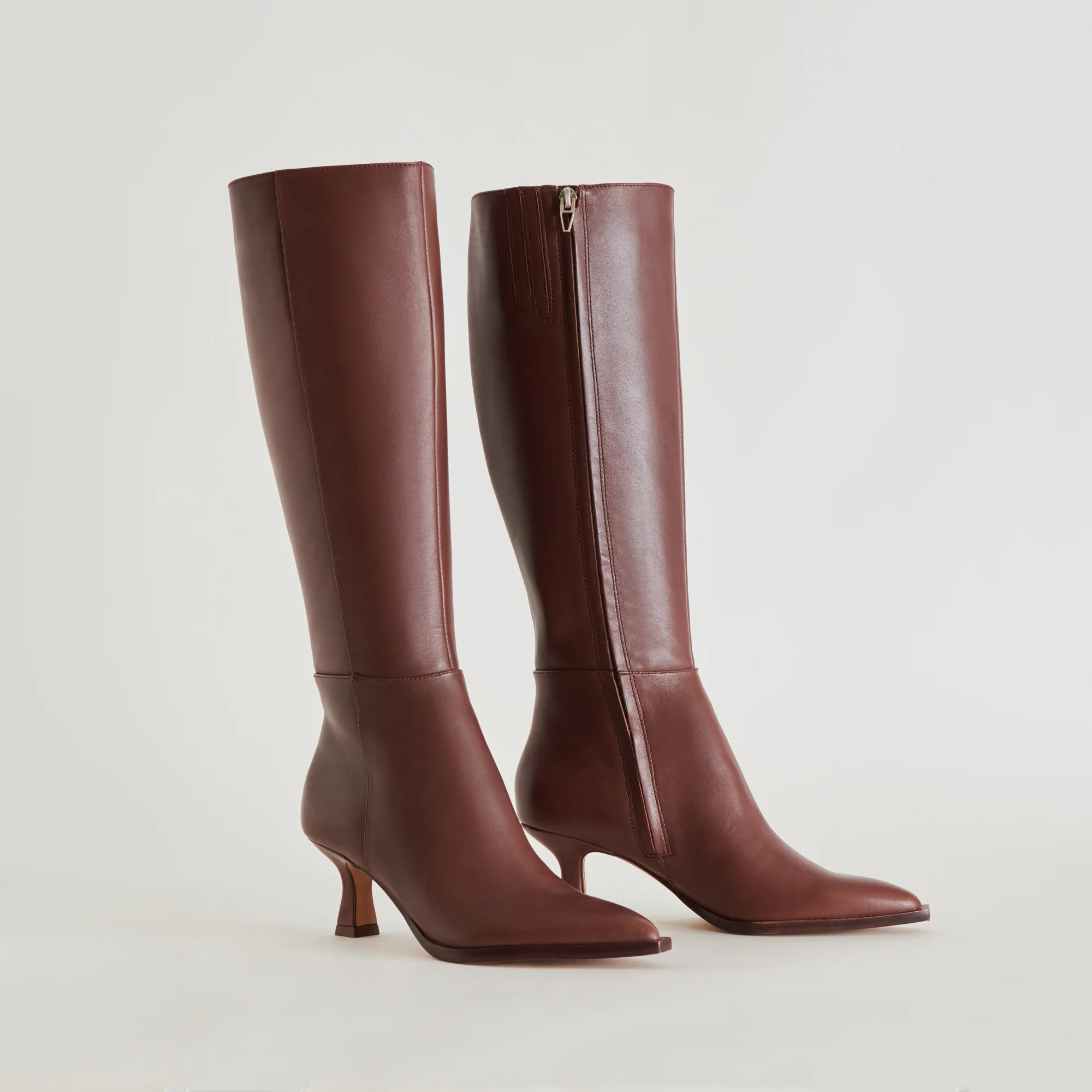 Auggie Extra Wide Calf Chocolate Boots | Leather Wide Calf Boots | DolceVita.com