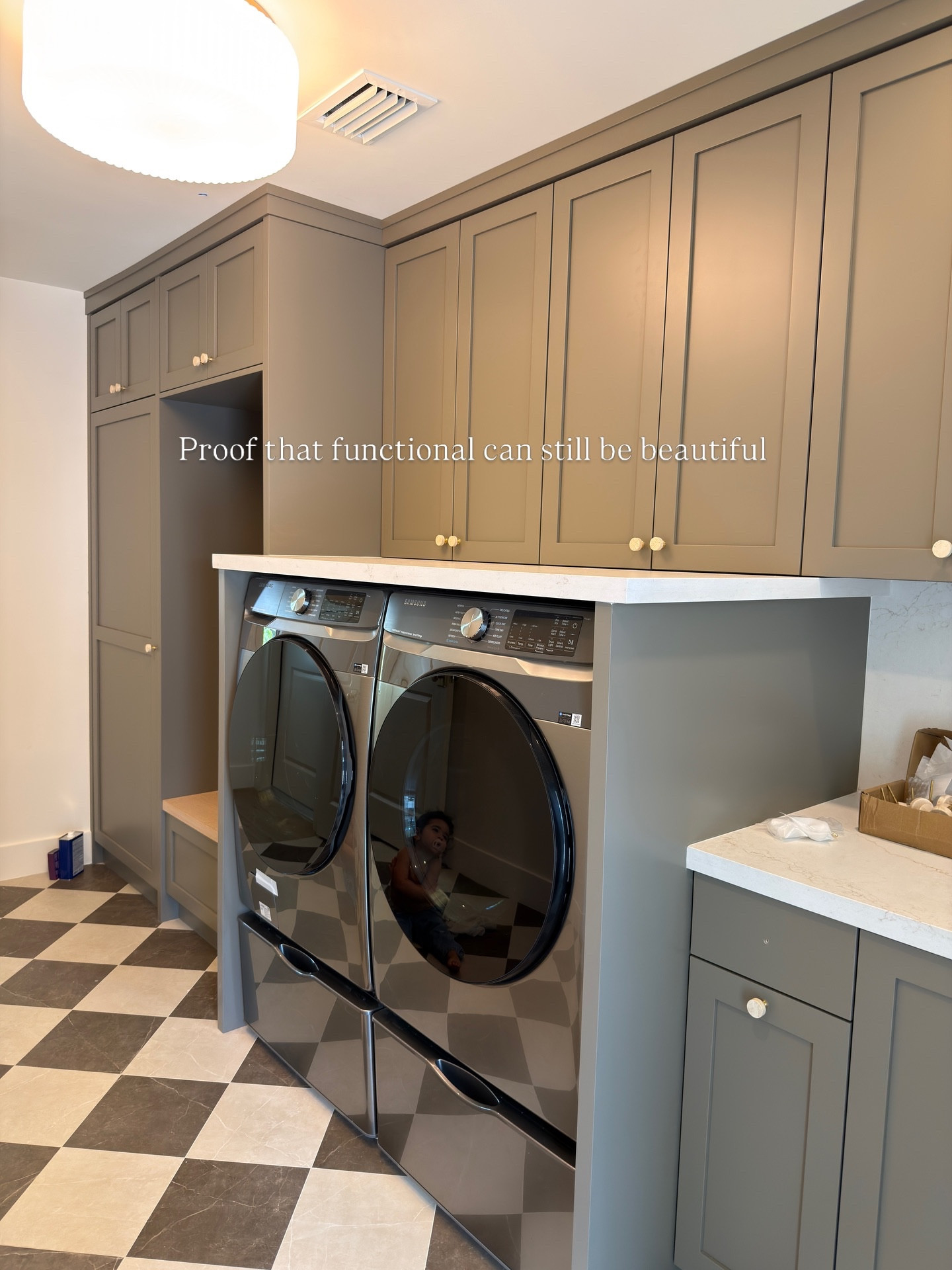 Love seeing the before to after progress of this laundry room 🤎