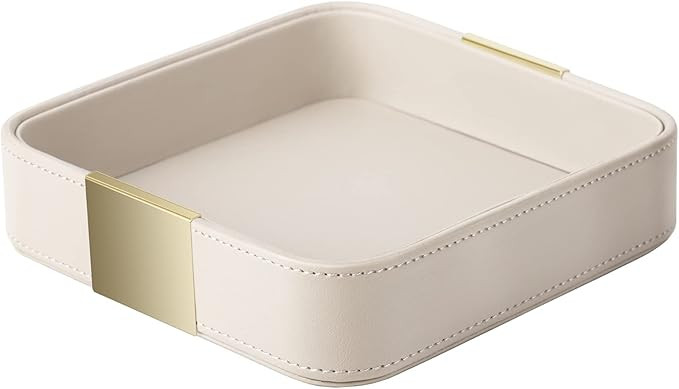 SANZIE Luxury Leather Desktop Storage Small Catchall Organizer Decorative Tray for Entryway Table... | Amazon (US)