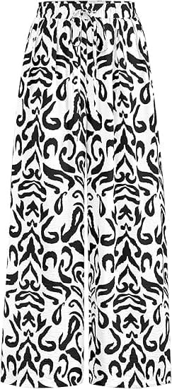 PRETTYGARDEN Womens Pants Elastic Waist Floral Lightweight Pants for Women Casual Wide Leg Pants ... | Walmart (US)