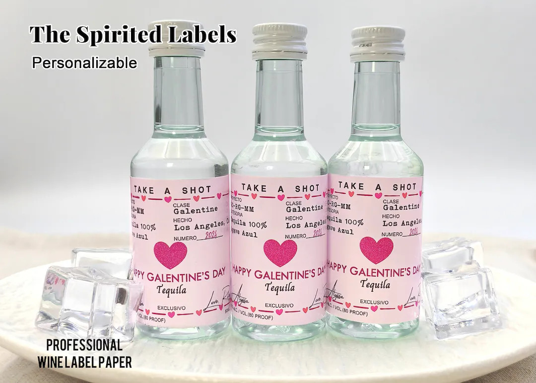 50ml Tequila Labels Galentines Day Gifts for Friends Galentines Party Favors Personalized Mini Bo... | Etsy (US)