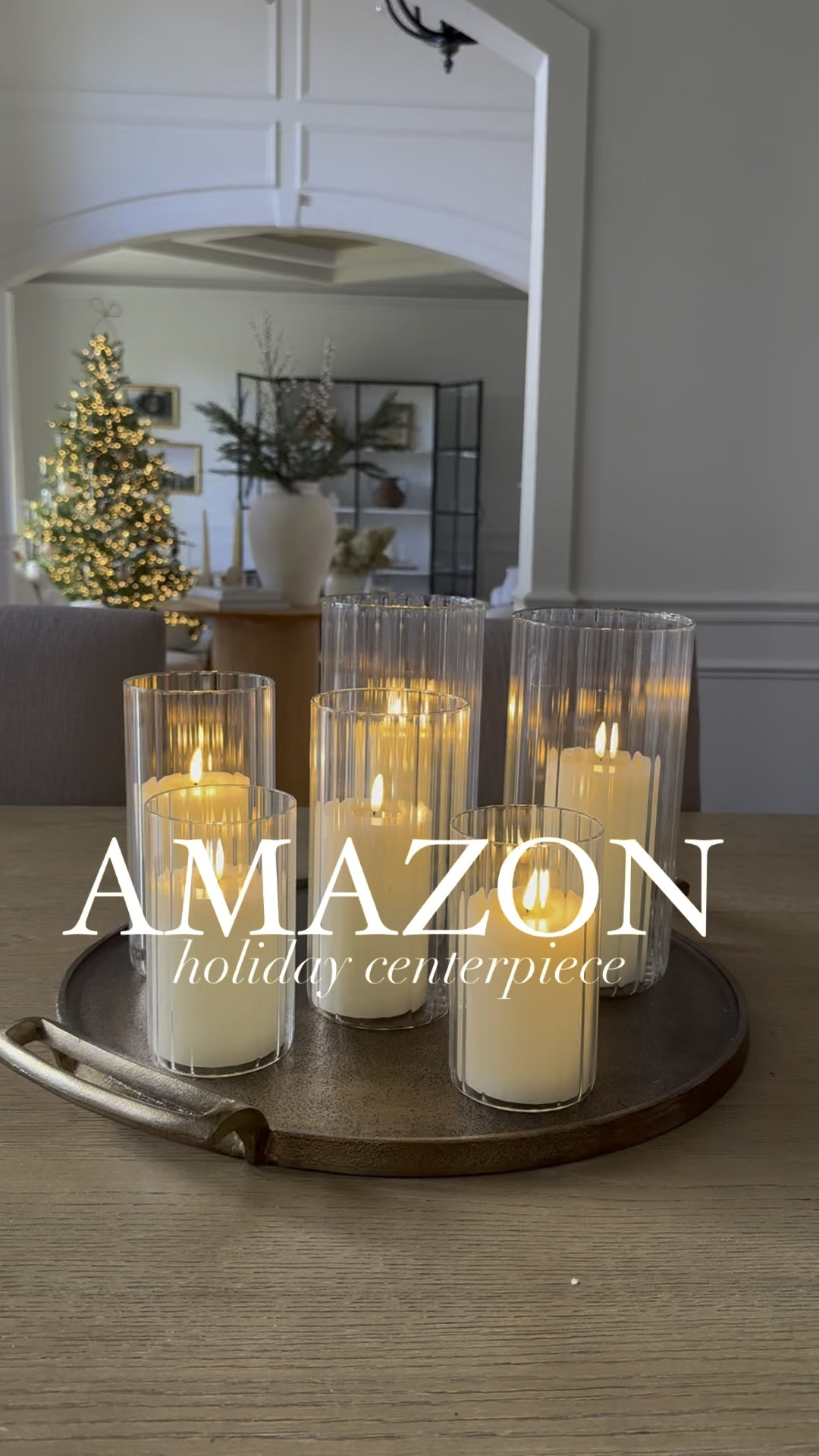Amazon Holiday centerpiece idea! Thesr are my favorite flameless candles I use all the time and I found these beautiful glass candle holders to create a simple, and beautiful centerpiece. @amazon #amazonfind #amazonhome #amazonfinds #christmas #founditonamazon 

#LTKHoliday #LTKHome #LTKWatchNow