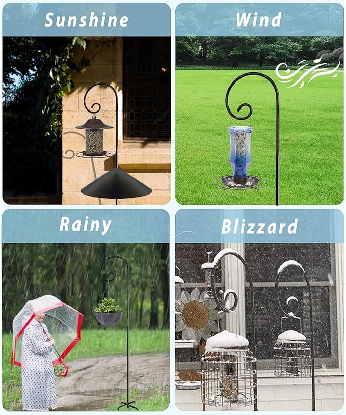 Outdoor Shepherd Hooks 92 inch Tall for Bird Feeder (2 Packs), Adjustable Metal Garden Poles for ... | Amazon (US)