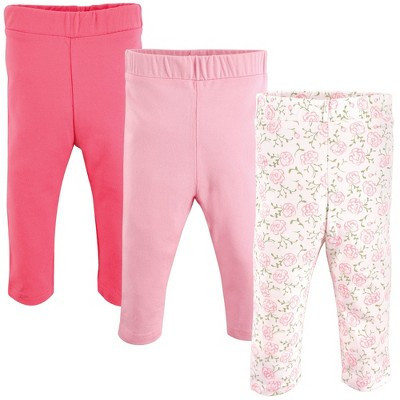 Luvable Friends Baby and Toddler Girl Cotton Leggings 3pk, Pink Rose, 9-12 Months | Target