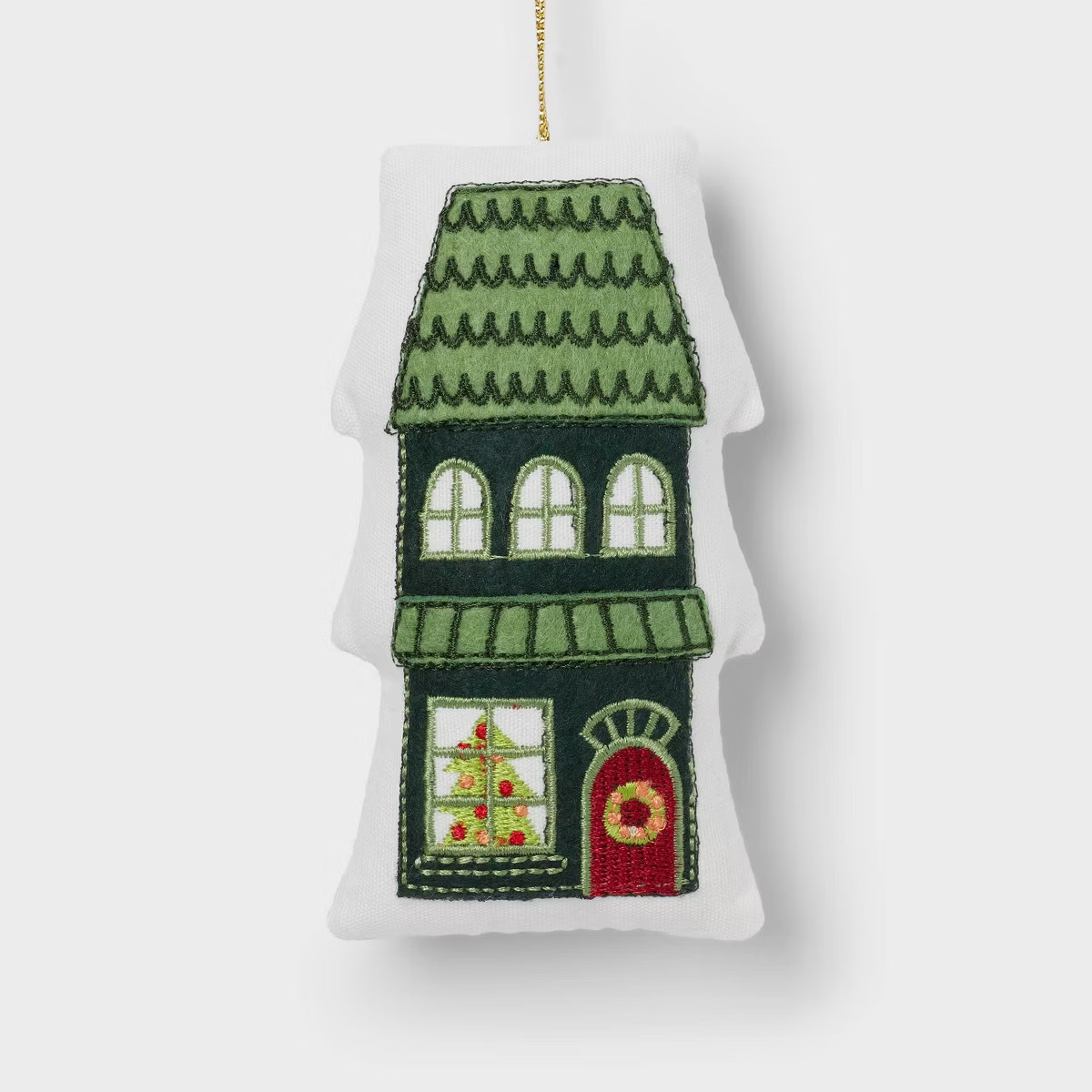 Fabric House with Red Door Christmas Tree Ornament Green - Wondershop™ | Target