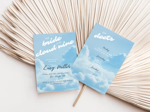 LUCY | Bride is on Cloud Nine Bachelorette Invitation Template, Bachelorette Itinerary Template, ... | Etsy (US)