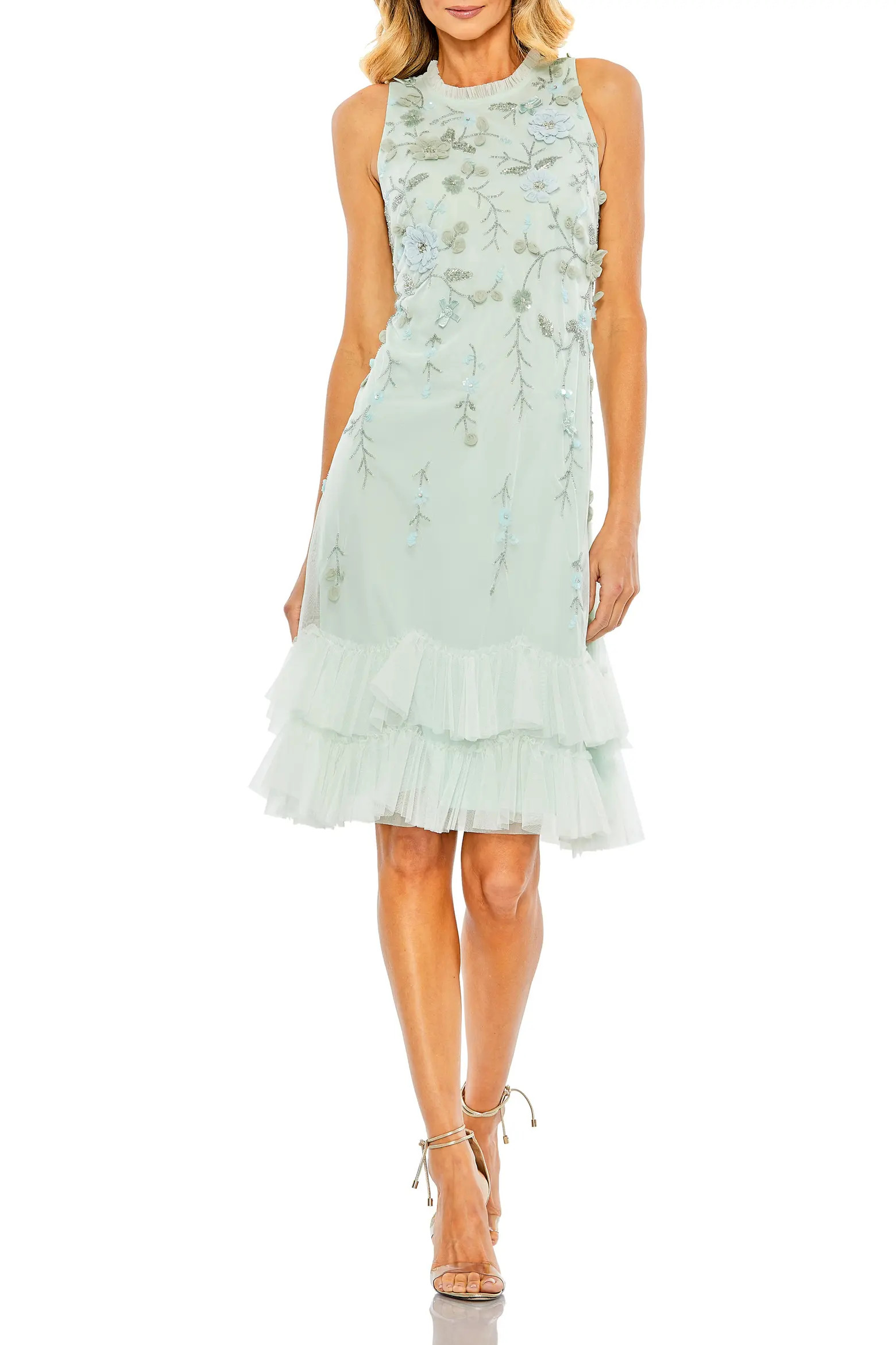 Embellished Ruffle Tiered High Neck Floral Dress (Women) | Nordstrom | Nordstrom