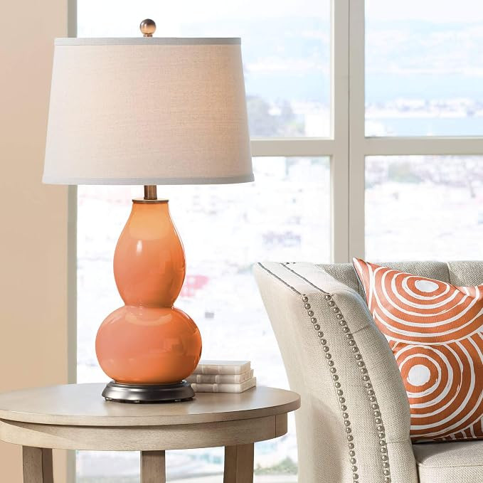 Double Gourd 28 3/4" Tall Table Lamp Celosia Orange Glass Bronze Brown | Amazon (US)