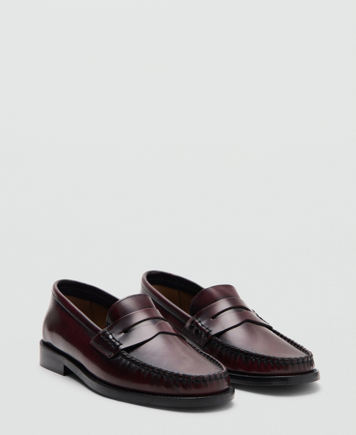 Mango Women's Gathered Leather Moccasins - Burgundy | Macy's