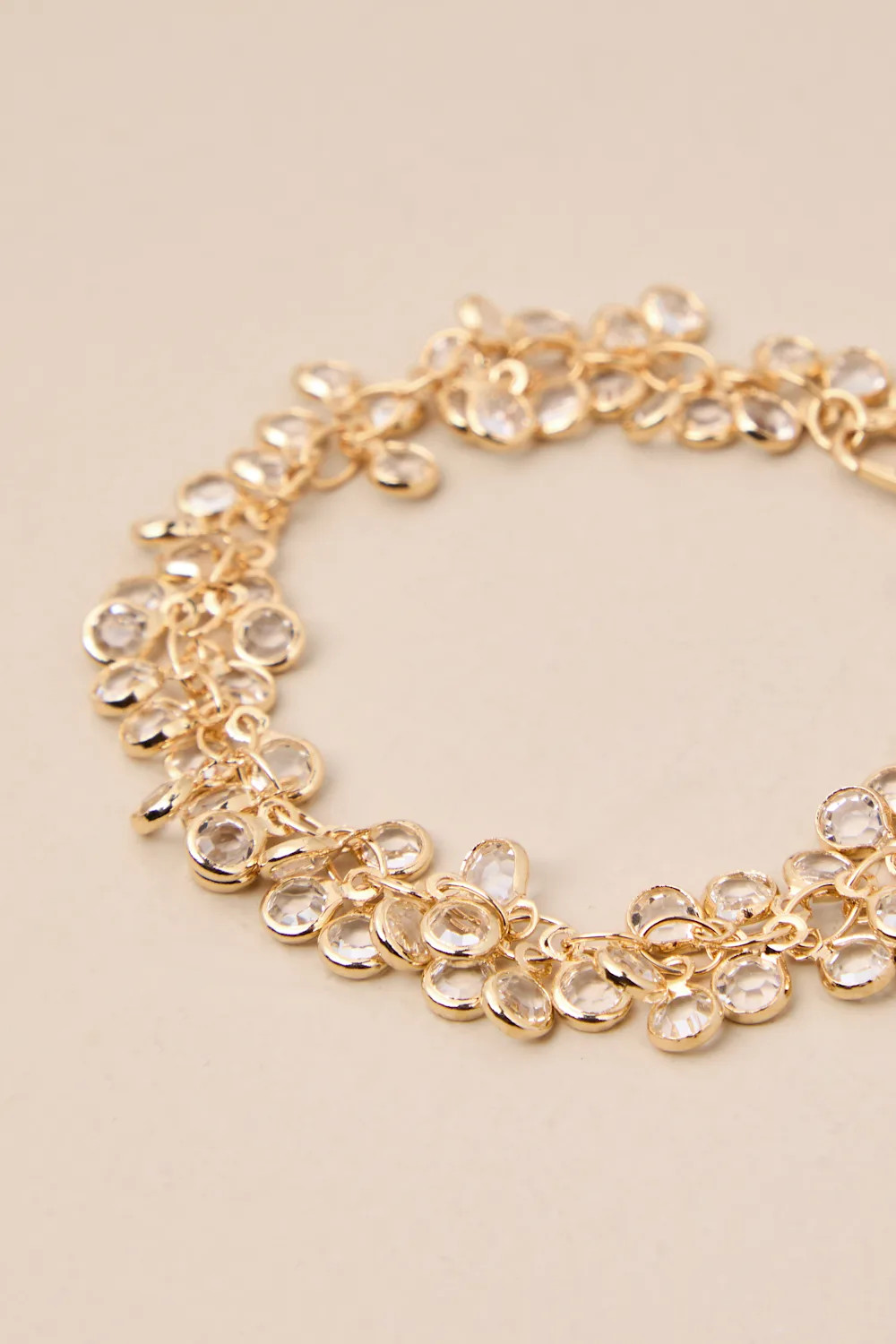 Luxe Adornment Gold and Clear Rhinestone Bracelet | Lulus