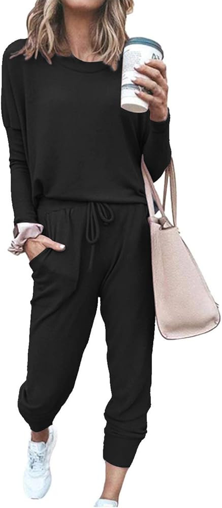 ETCYY NEW Lounge Sets for Women Sweatsuits Sets Two Piece Outfit Long Sleeve Pant Workout Athletic T | Amazon (US)