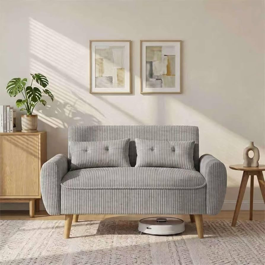 Shintenchi 48'' Loveseat Sofa, Mid-Century Modern Upholstered Couch Deep Seat with 2 Pillows, 10"... | Amazon (US)