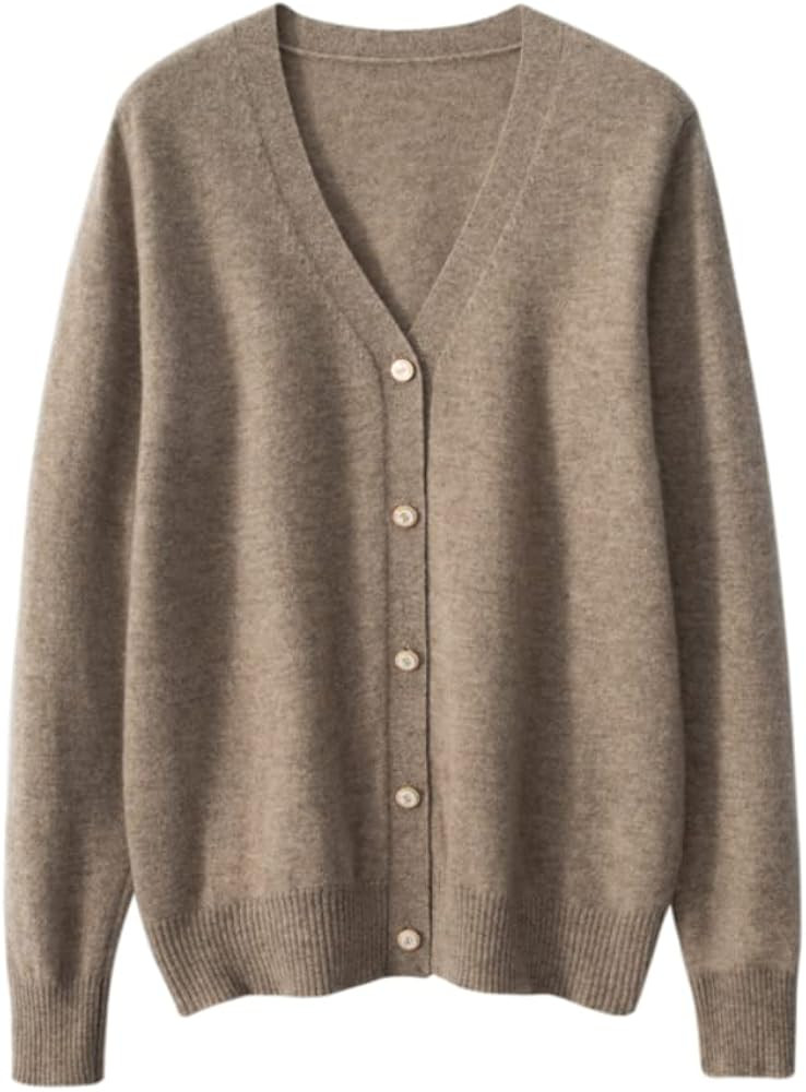 Solid Open Front Knitted Cardigan Cashmere Sweater for Women | Amazon (US)