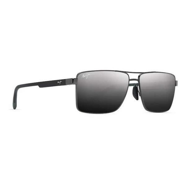 Men's Maui Jim Piha Polarized Sunglasses Shiny Gunmetal/Black/Dual Silver to Black | Scheels Sports