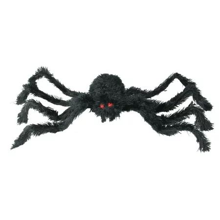 24" Black Fuzzy Spider with Red Eyes Halloween Table Top Decoration | Walmart (US)