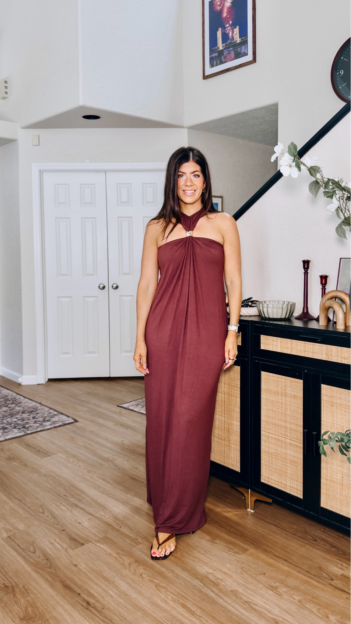 In a medium Grecian style vacation dress

#LTKMidsize #LTKTall #LTKWedding