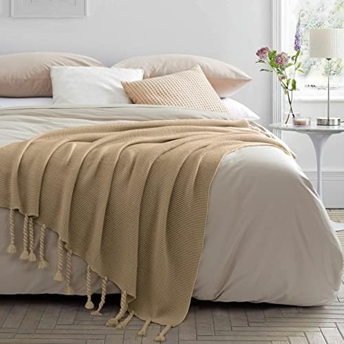 Aormenzy Taupe Throw Blanket with Tassels, Oversized Knitted Throw Blanket for Couch Bed Sofa, 60" x | Amazon (US)