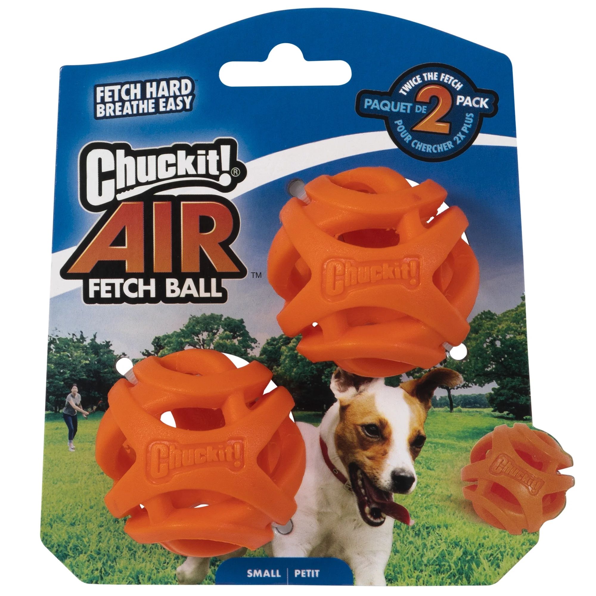 Chuckit! Air Fetch Hard Breathe Easy Rubber Fetch Ball Dog Toy, Small, Pack of 2, Orange | Walmart (US)