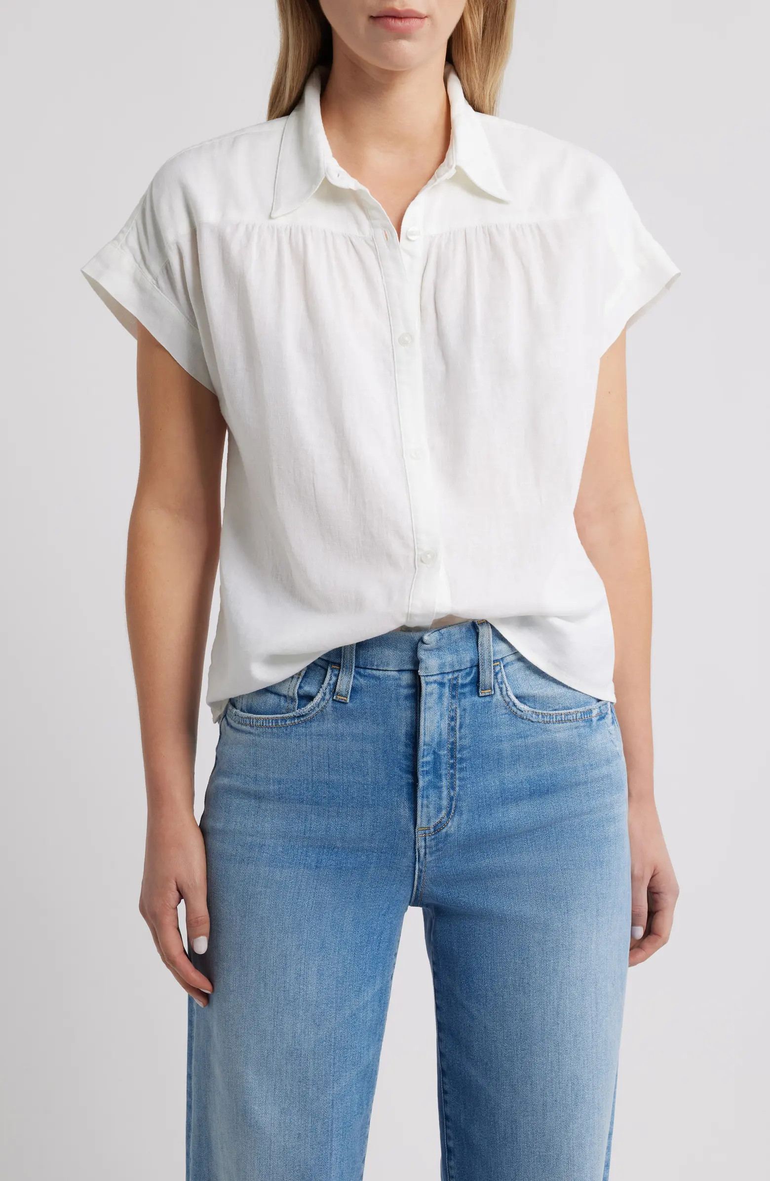 Caslon® Short Sleeve Linen Blend Button-Up Shirt | Nordstrom | Nordstrom