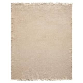 LR Home Adelie Tan/Cream Solid Farmhouse Organic Turkish Cotton Throw Blanket 1107A6184D9348 - Th... | The Home Depot