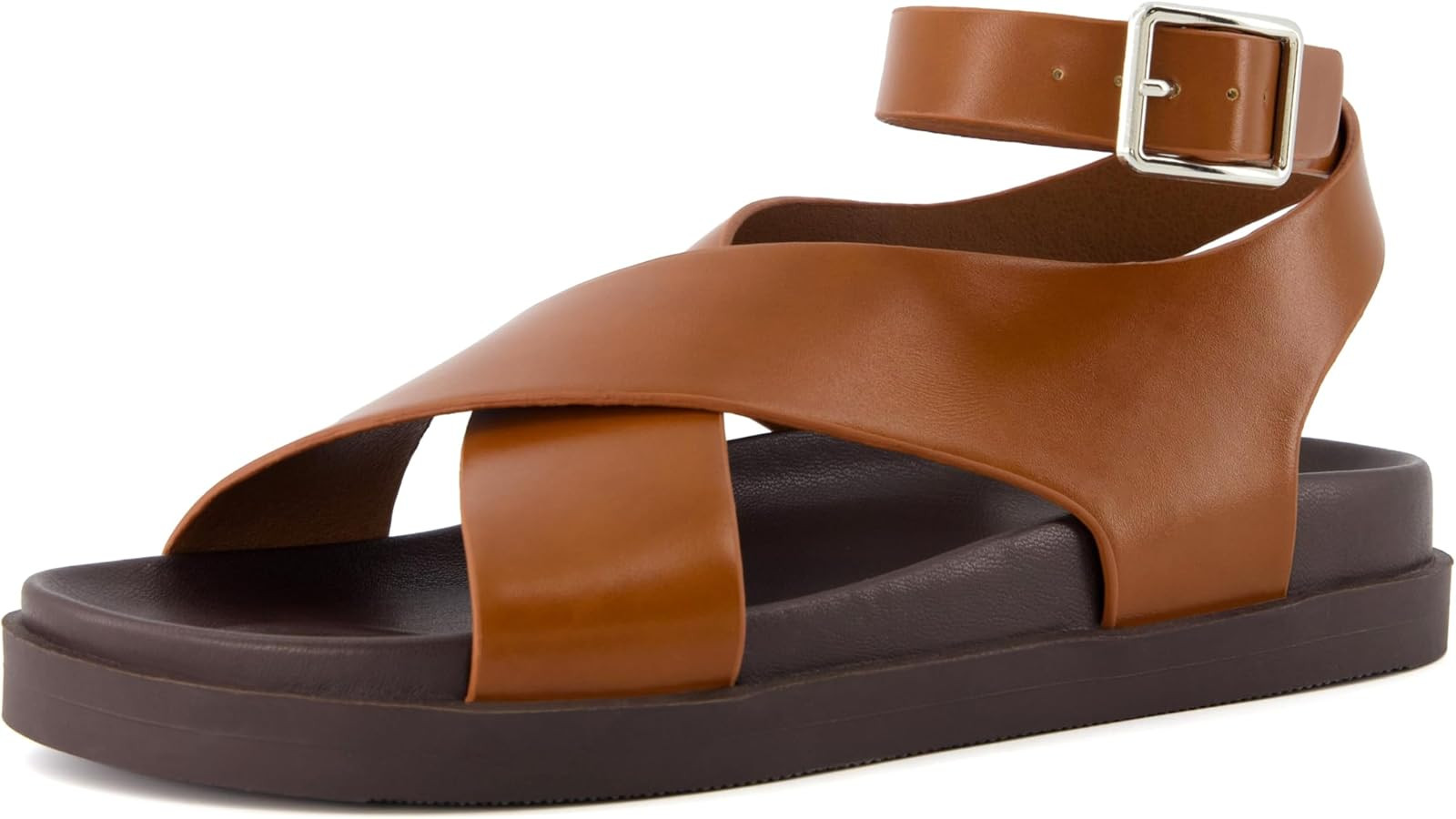 CUSHIONAIRE Emoji Platform Sandal for Women | Vegan Leather Crisscross Straps & Adjustable Ankle ... | Amazon (US)