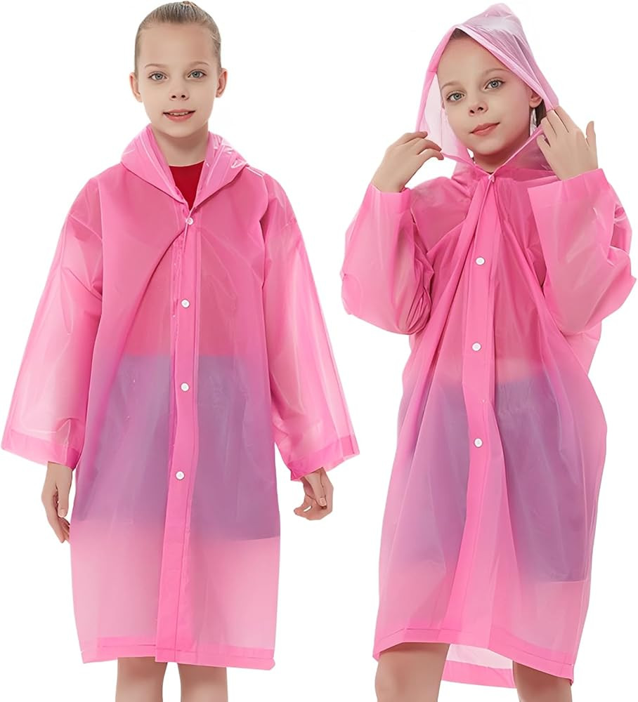 Rain Ponchos Raincoats for Kids, Reusable Boys Girls Rain Jackets Emergency with Hood for Family ... | Amazon (US)