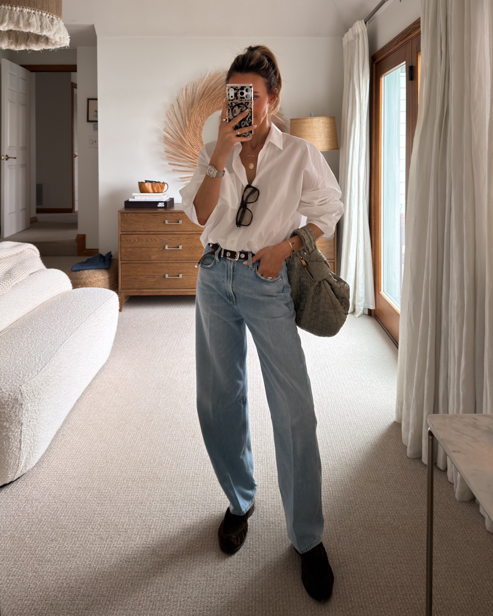 Oversized button down is on sale with code SPRING20 wearing small
Love these unique jeans that run a size up, wearing a 24 with plenty of room

#LTKSaleAlert #LTKWorkwear #LTKootd