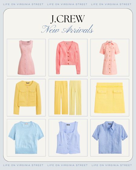 The cutest new pastel outfit arrivals from J. Crew! In shades of pink, yellow and light blue, these dresses, sweaters, tweed jackets, tweed skirts, trousers, cute vests, and more are perfect updates for your spring wardrobe! And several are currently on sale!

.
#ltkfindsunder100 #ltkseasonal #ltkfindsunder50 #ltkstyletip #ltksalealert #ltkover40 #ltkmidsize #ltkworkwear #ltkwedding #ltkhome office outfit ideas, spring outfits, teacher outfit ideas, business casual outfits


#LTKfindsunder100 #LTKworkwear #LTKsalealert