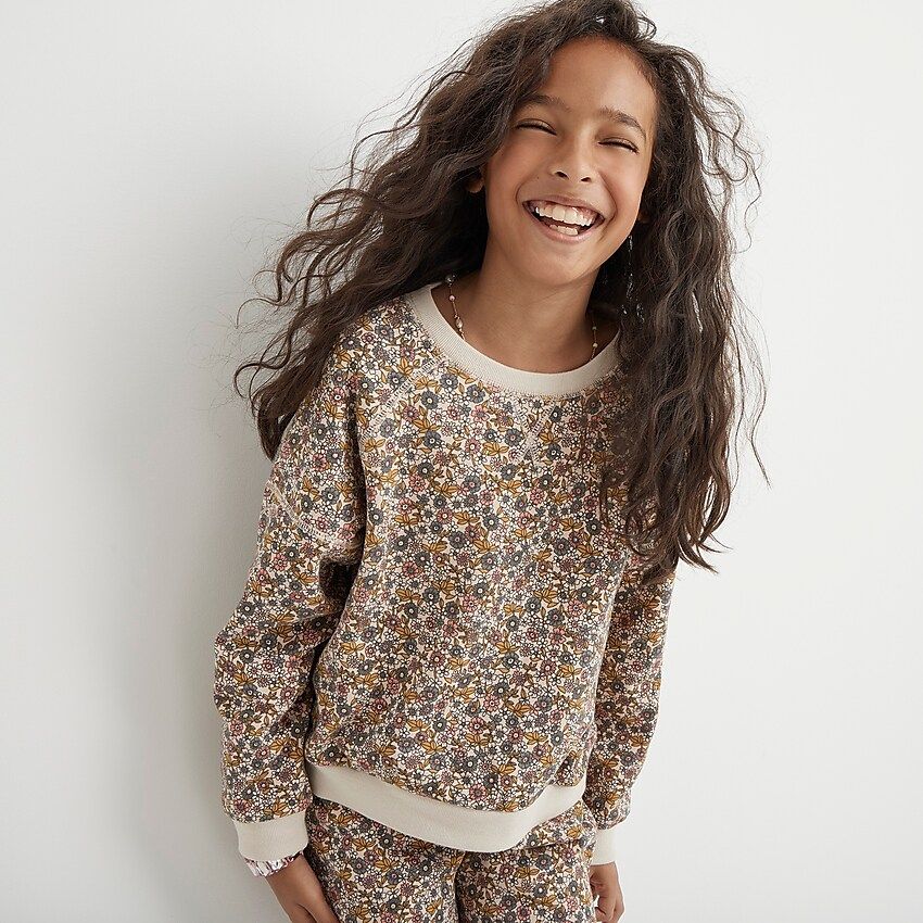 Girls' printed crewneck sweatshirt | J.Crew US