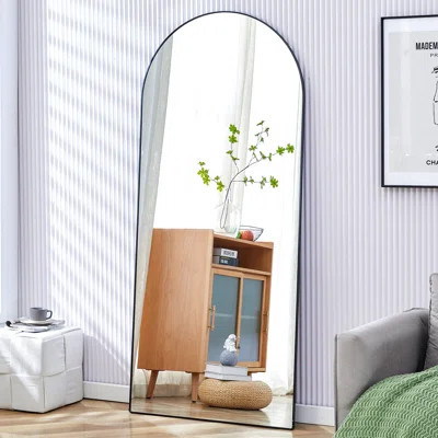 4Th Generation Floor Standing Full-Length Rearview Mirror - 71"X31" Metal Arched Frame With Bracket For Bathroom/Bedroom | Wayfair North America