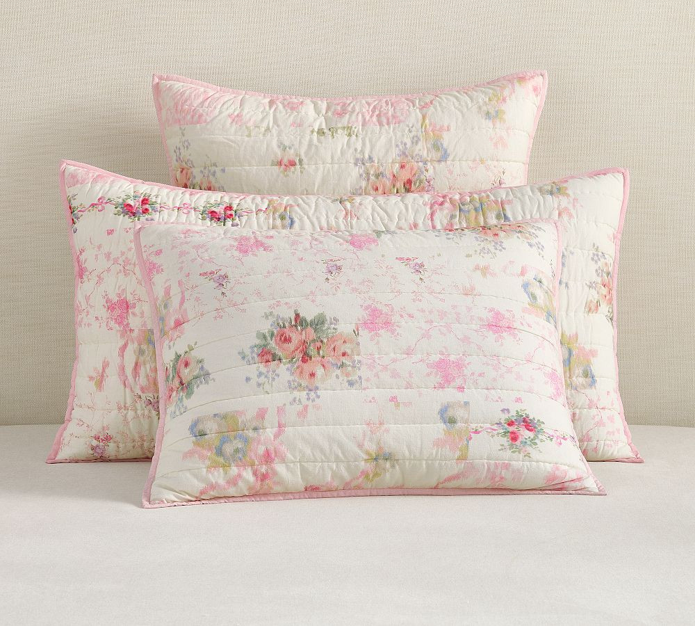 LoveShackFancy Floral Bow Patchwork Embroidered Quilted Sham | Pottery Barn (US)