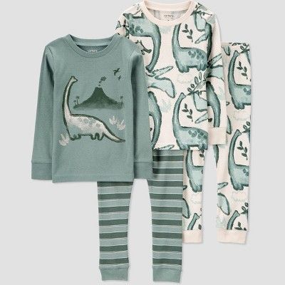 Carter's Just One You® Toddler Boys' Dinosaurs Long Sleeve Pajama Set - Green 3T | Target