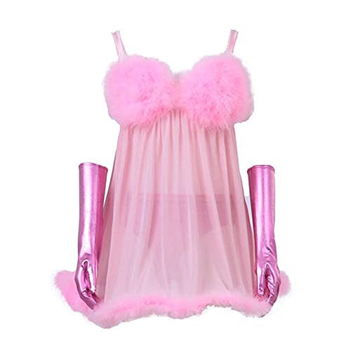 CosplayDiy Women's Cosplay Pink Fembot Costume Dress Adult Sexy Robot Costume Feather Lingerie Set L | Amazon (US)